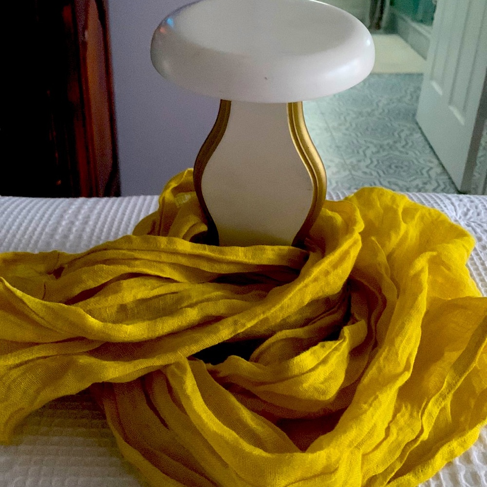 Eileen Fisher. Has Tags. Never Worn. . Mustard Yellow Linen Infinity Scarf.